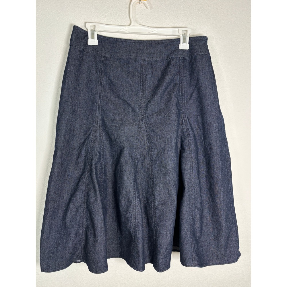 Sandro Sportswear Dark Wash‎ Denim Paneled A-Line Skirt Size 8 Knee Length Flare